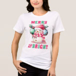 Merry and Bright Pink Christmas Snowman Tri-Blend Shirt<br><div class="desc">merry and bright Pink Christmas snowman tri blend shirt</div>