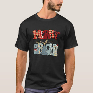 Merry And Bright Plaid Leopard Christmas Trees Hol T-Shirt