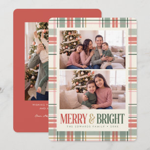Merry and Bright Plaid Multi Photo Card
