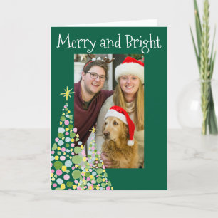 Merry and Bright  Polka Dot Christmas Tree Holiday Card