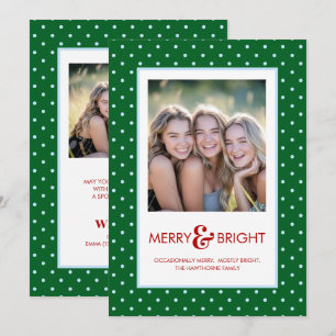 Merry and Bright Polka Dot Funny Holiday Card