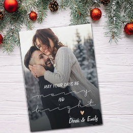Merry And Bright Pretty Script Photo Happy Holiday