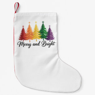 Merry And Bright Rainbow Christmas Tree Gay LGBTQ  Small Christmas Stocking
