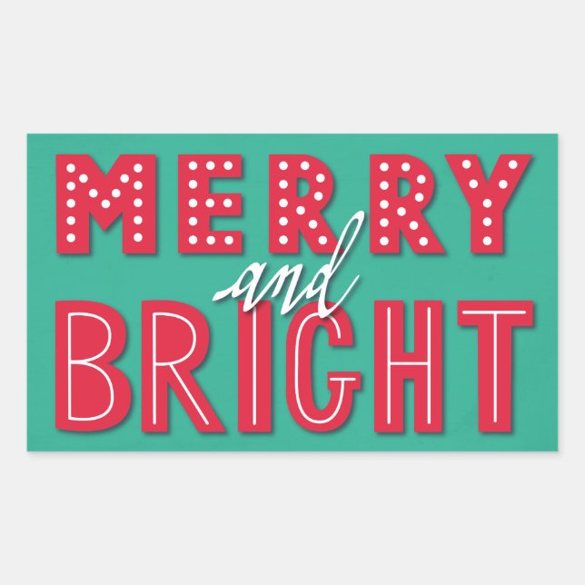 Merry and Bright Rectangular Sticker (Front)