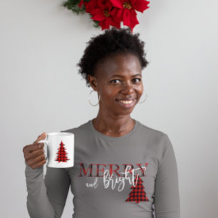 Merry And Bright Red Buffalo Plaid Tree T-Shirt