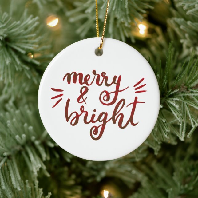 Merry and bright - red ceramic tree decoration (Tree)