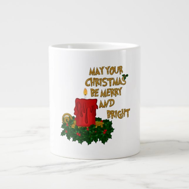 Merry and Bright Red Christmas Candle Mug (Front)