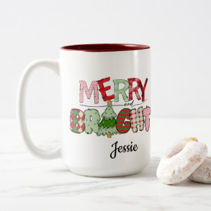 Merry and Bright Red Christmas Two-Tone Coffee Mug