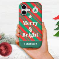 Merry and Bright Red Green Candy Stripe Custom