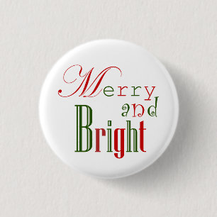 Merry and Bright, Red 'n Green 3 Cm Round Badge