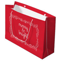 Merry and Bright Red Swirl Ribbon Gift Bag