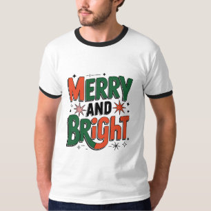 Merry and Bright Retro Christmas Design, T-Shirt