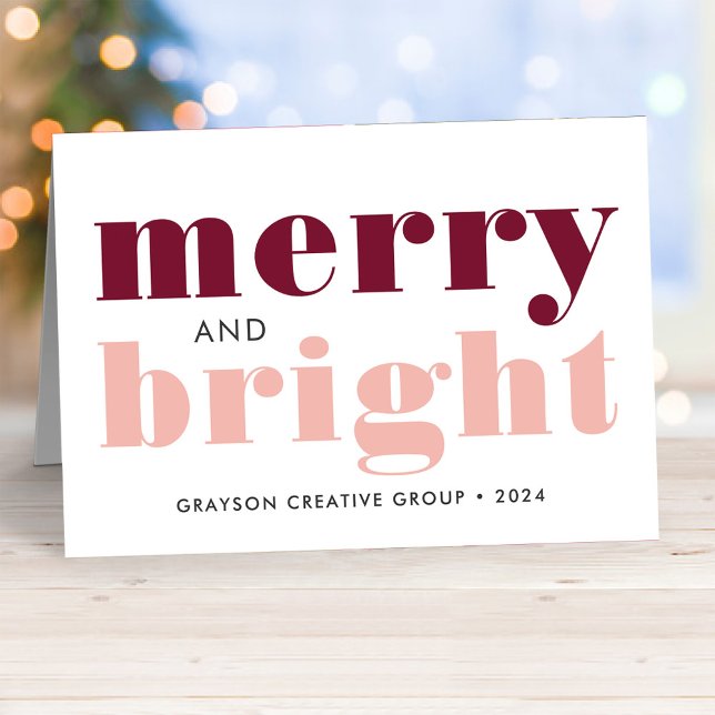 Merry and Bright Rose Gold Business Holiday Card (Creator Uploaded)
