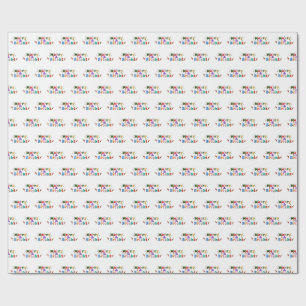 Merry and Bright Santa Candy Cane Christmas Wrapping Paper