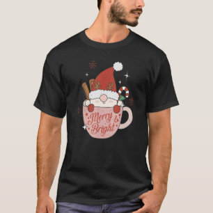 Merry And Bright Santa Hat Reindeer Christmas Hot  T-Shirt