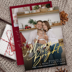 Merry and Bright Script Photo Christmas