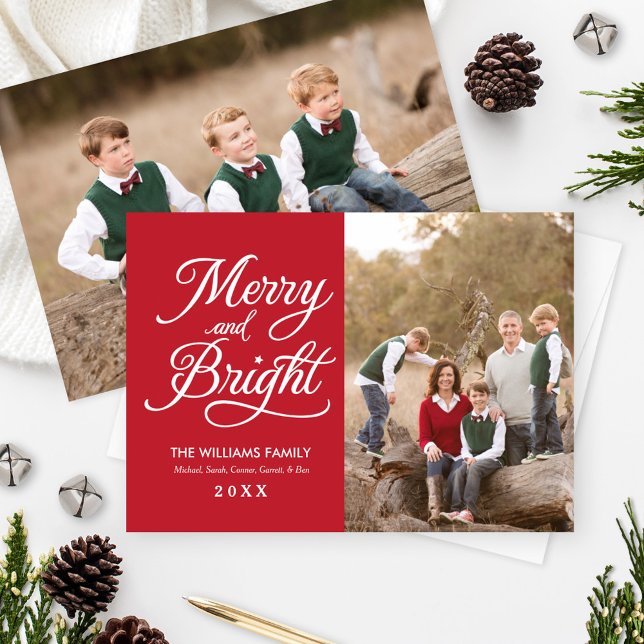 Merry and Bright Script | Photo Holiday Cards (Creator Uploaded)
