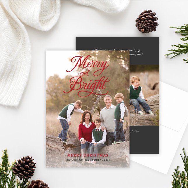 Merry and Bright Script | Photo Holiday Cards (Creator Uploaded)