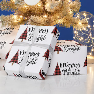 Merry and Bright Script Typography  Wrapping Paper