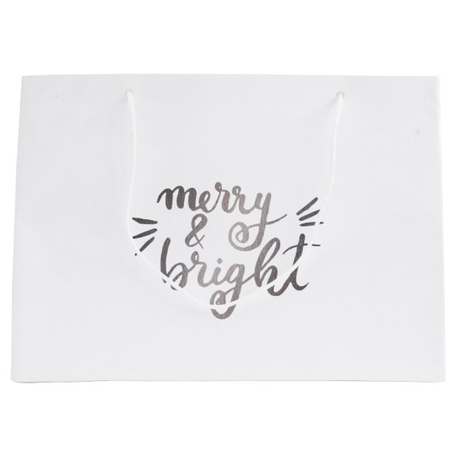 Merry and bright - silver large gift bag (Front)