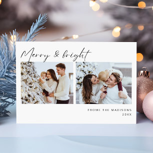 Merry and Bright Simple Family Christmas Photo Holiday Card