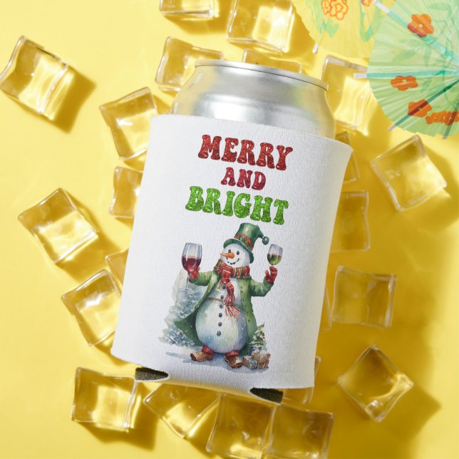 Merry and Bright Snowman  Can Cooler (In Situ Summer)