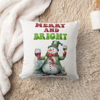 Merry and Bright Snowman Cushion