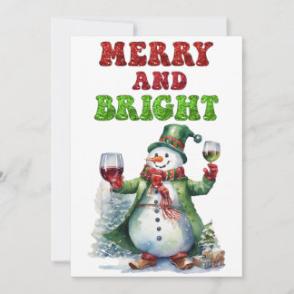 Merry and Bright Snowman Holiday Card