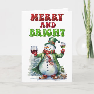 Merry and Bright Snowman Holiday Card