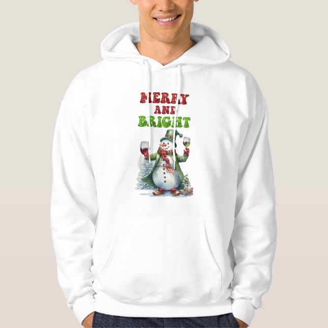 Merry and Bright Snowman  Hoodie (Front)