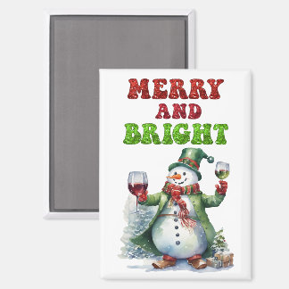 Merry and Bright Snowman Magnet