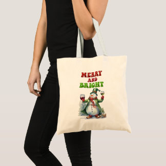 Merry and Bright Snowman Tote Bag