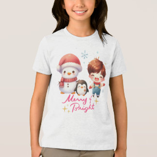 Merry and Bright Snowman Tri-Blend Shirt