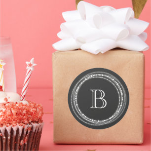 Merry And Bright Sparkles Circles Monogram Holiday Classic Round Sticker