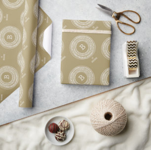 Merry And Bright Sparkles Gold Monogram Holiday Wrapping Paper