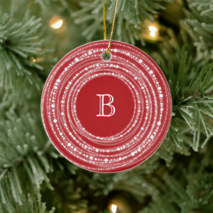 Merry And Bright Sparkles Monogram Christmas Photo Ceramic Tree Decoration