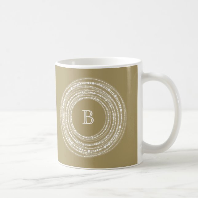 Merry And Bright Sparkles Monogram Stylish Holiday Coffee Mug (Right)
