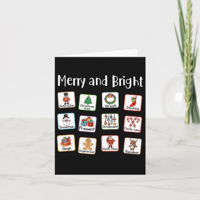 Merry And Bright Speech Therapist Aac Slp Christma Card (Front)