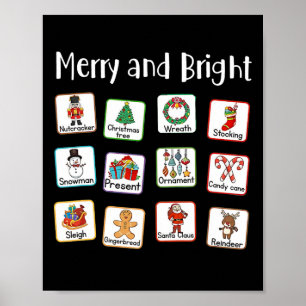 Merry And Bright Speech Therapist AAC SLP Christma Poster