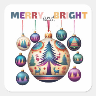 Merry and Bright Square Sticker