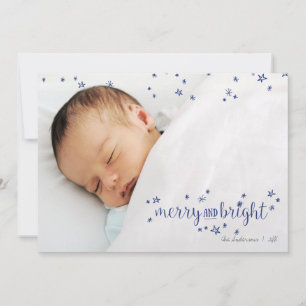 Merry and Bright Star Christmas Holiday Photo Card