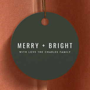 Merry and Bright   Stylish Dark Green Christmas Favour Tags