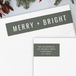 Merry and Bright | Stylish Dark Green Christmas  Wrap Around Label<br><div class="desc">A stylish modern holiday wrap around return address label with a bold typography quote "Merry   Bright" in white with a dark forest green feature colour. The greeting and name can be easily customised for a personal touch. A trendy,  minimalist and contemporary christmas design to stand out this holiday season!</div>
