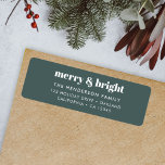 Merry and Bright | Stylish Forest Green Christmas<br><div class="desc">A stylish modern holiday return address label with a bold retro typography quote "merry & bright" in white on a dark forest green background. The greeting and address can be easily customised to suit your needs. A trendy fun design to stand out this holiday season!</div>