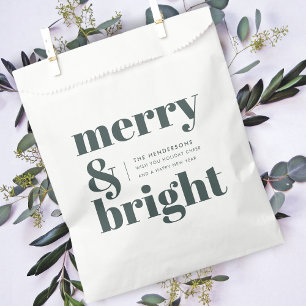 Merry and Bright Stylish Forest Green Christmas Favour Bags