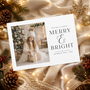 Merry and Bright Timeless Christmas Photo Holiday Card
