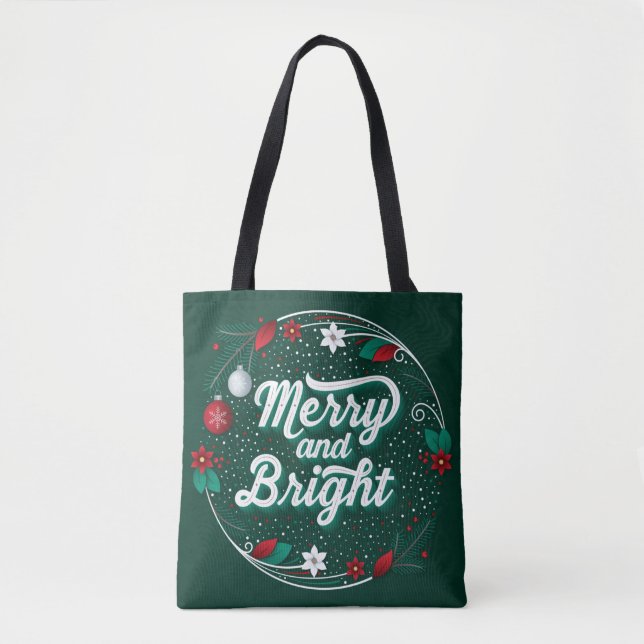 Merry and Bright Tote Bag (Front)