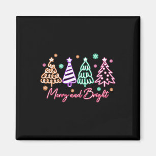 Merry And Bright Tree Neon Christmas Magnet