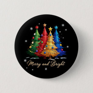 Merry and Bright Trees Christmas Holiday Gift Cute 6 Cm Round Badge
