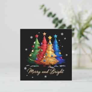Merry and Bright Trees Christmas Holiday Gift Cute Card